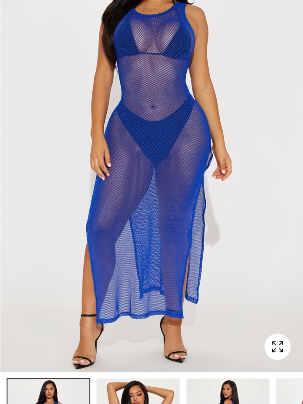 Women’s Blue Mesh Swim Cover-Up Dress